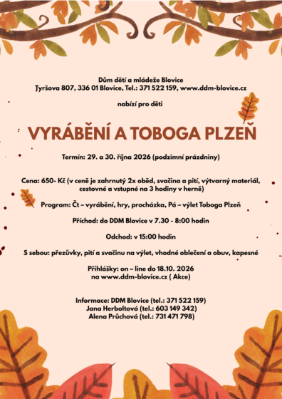 Plakát události Vyrábění a Toboga Plzeň