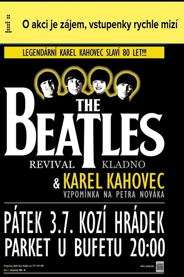 Plakát události The Beatles Revival a legendární Karel Kahovec