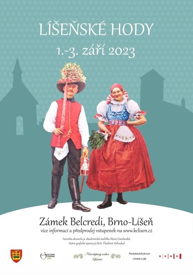 Plakát události LÍŠEŇSKÉ HODY 2023 (Aneta Langerová, Jelen, Docuku a Ateliér)