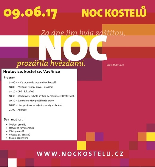 Plakát události Noc kostelů v Hrotovicích