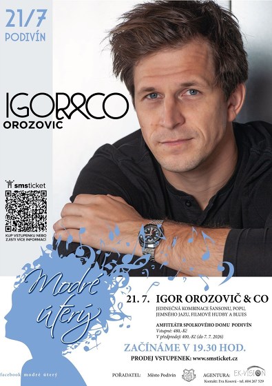 Plakát události Modré úterý - IGOR OROZOVIČ & CO - koncert