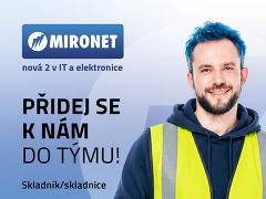 Mironet.cz a.s. nabízí práci na pozici Skladník/Skladnice Nupaky, volné víkendy i večery v obci Říčany