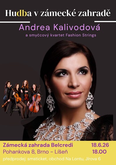 Plakát události Hudba v zámecké zahradě:Andrea Kalivodová a smyčcový kvartet FASHION STRINGS