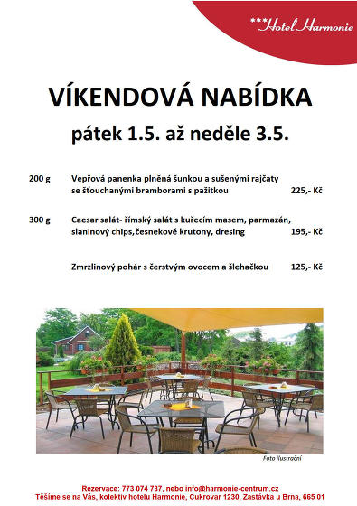 Plakát události Víkendová nabídka 1.5. - 3.5.2026
