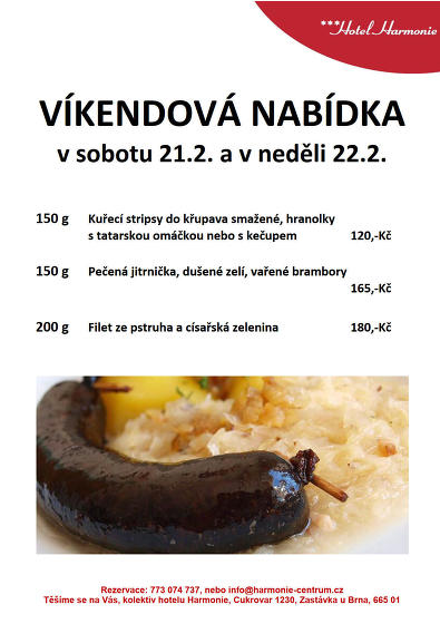 Plakát události Víkendová nabídka menu na jarní prázdniny
