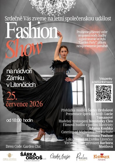 Plakát události Fashion show na nádvoří zámku v Litenčicích