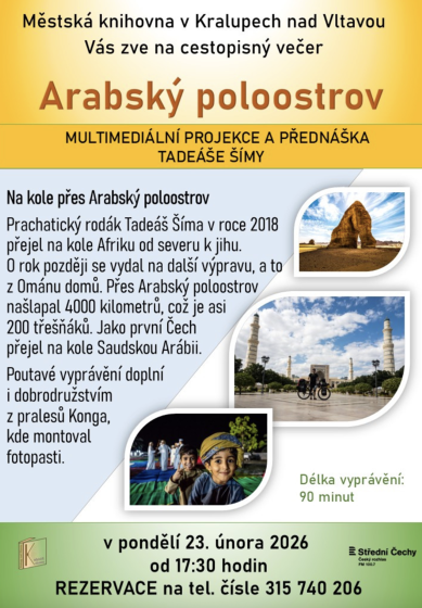 Plakát události Městská knihovna - Na kole přes Arabský poloostrov