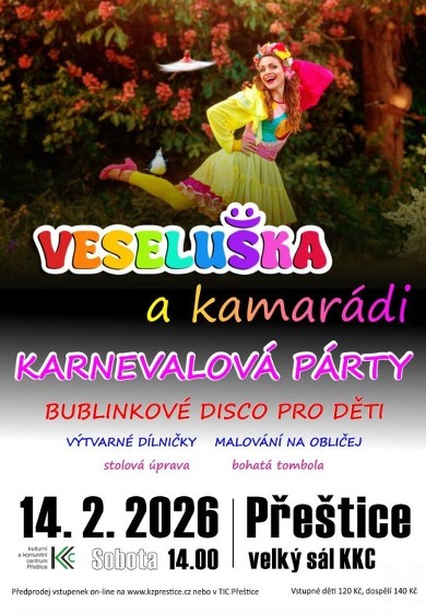 Plakát události Veseluška a kamarádi - karnevalová párty