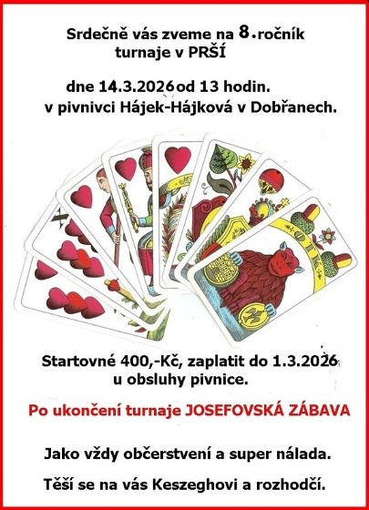 Plakát události Turnaj v Prší Pivnice Hájek-Hájková Dobřany