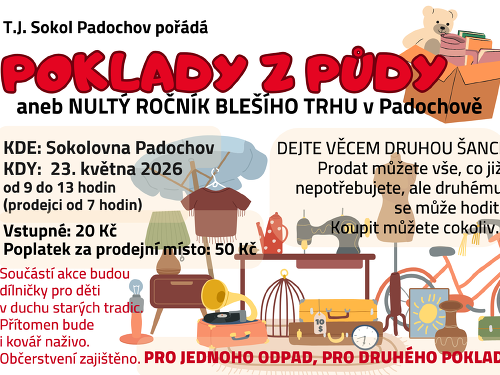 Plakát události Poklady z půdy aneb Nultý ročník blešího trhu v Padochově