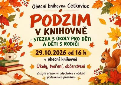 Plakát události Podzim v knihovně, Cetkovice