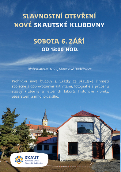 Plakát události Slavnostní otevření nové skautské klubovny