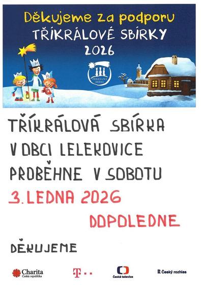 Plakát události Tříkrálová sbírka, Lelekovice