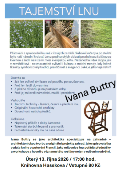 Plakát události Tajemství lnu / Ivana Buttry