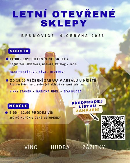 Plakát události Letní otevřené sklepy v Brumovicích