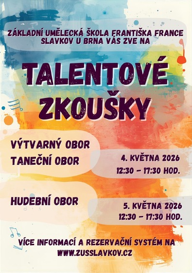 Plakát události ZUŠ talentové zkoušky