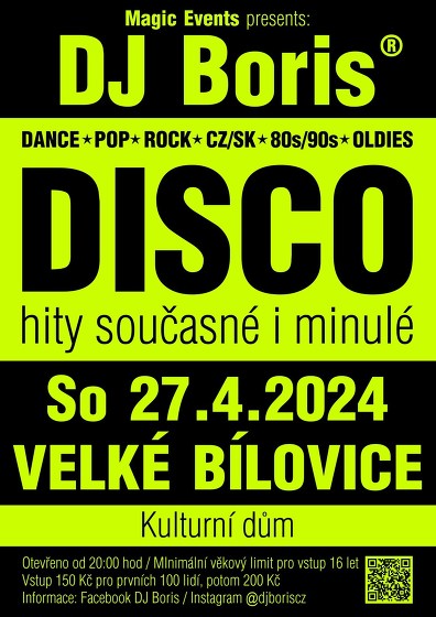 Plakát události DJ Boris DISCO - Velké Bílovice