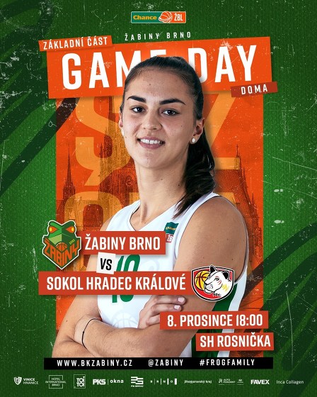 Plakát události Chance ŽBL: Žabiny Brno - Sokol Hradec Králové