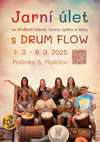 Plakát události Bubny, tanec, zpěv a láska! Jarní úlet s DRUM FLOW