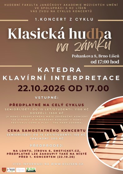 Plakát události Klasická hudba na zámku: říjen-Katedra klavírní interpretace