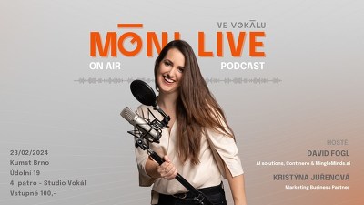 Plakát události Moni Live Podcast - Umělá inteligence pro byznys v roce 2024