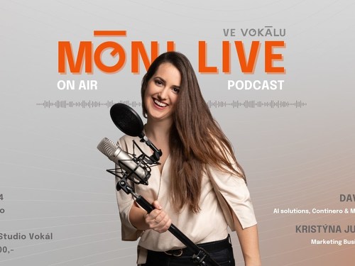 Plakát události Moni Live Podcast - Umělá inteligence pro byznys v roce 2024