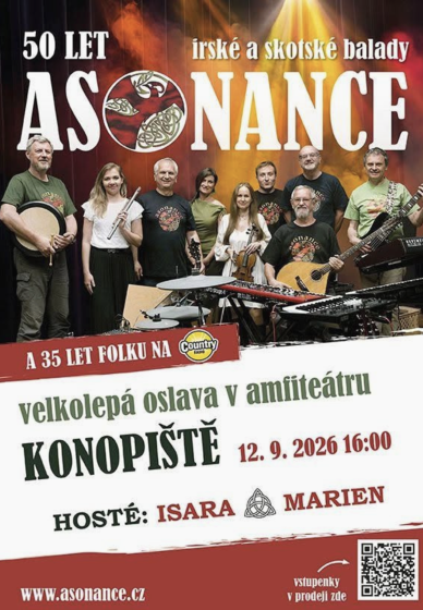 Plakát události 50 let skupiny Asonance a 35 let folku na Country rádiu