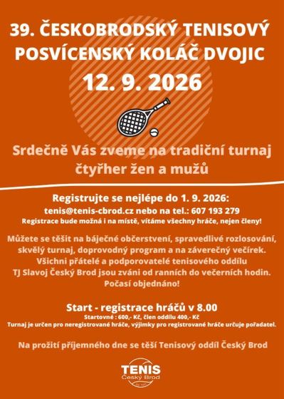 Plakát události 39. Českobrodský tenisový posvícenský koláč dvojic
