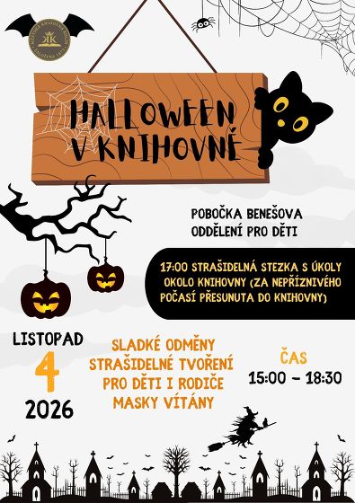 Plakát události Halloween v knihovně