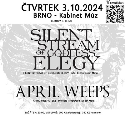 Plakát události Silent Stream Of Godless Elegy + April Weeps, BRNO, Kabinet Múz