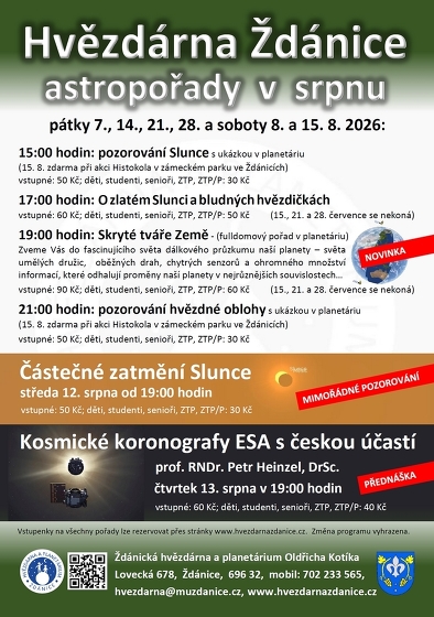 Plakát události Hvězdárna Ždánice: astropořady v srpnu