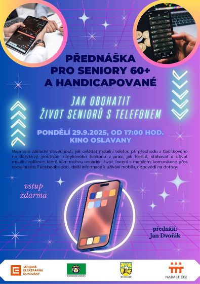 Plakát události Jak obohatit život seniorů s telefonem – přednáška