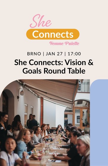 Plakát události She Connects: Vision & Goals Round Table