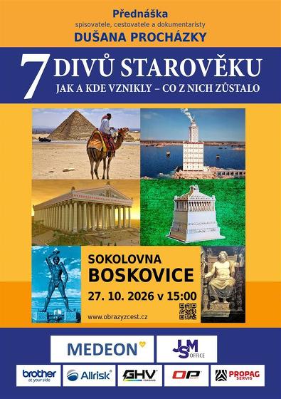 Plakát události Dušana Procházky divů starověku- 7 divů starověku, Boskovice
