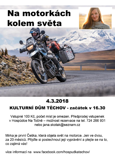 Plakát události Beseda - Na motorkách kolem světa ve dvou, za 20 měsíců