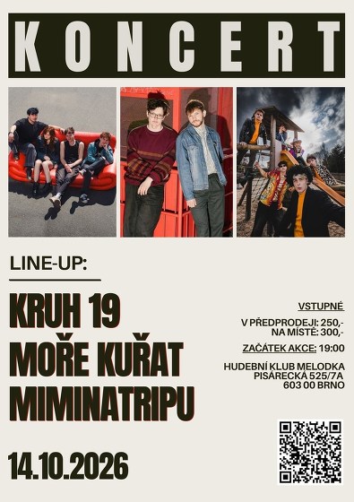 Plakát události Kruh 19 + Moře Kuřat + Miminatripu