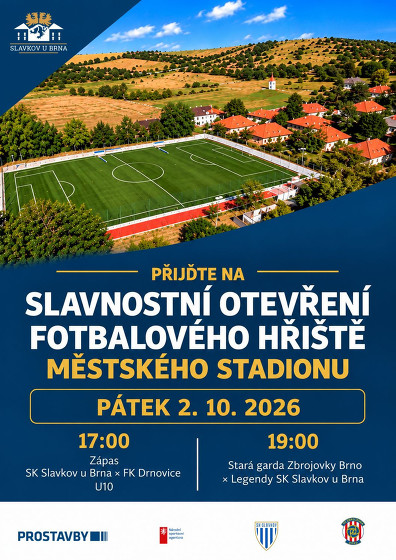 Plakát události Slavnostní otevření fotbalového hřiště městského stadionu