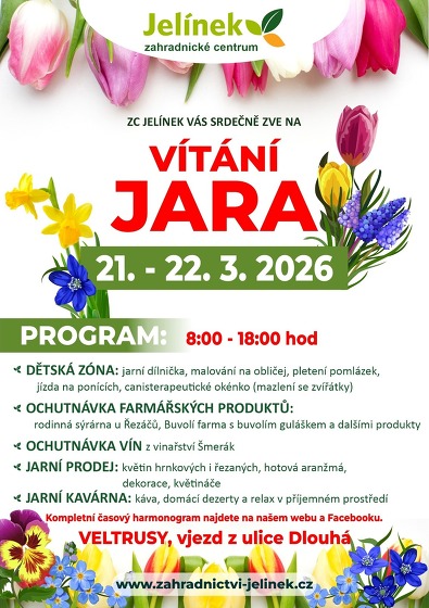 Plakát události Vítání jara v Zahradnickém centru Jelínek!