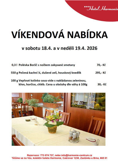 Plakát události Víkendová nabídka menu