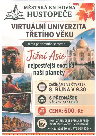 Plakát události Virtuální univerzita třetího věku v Městské knihovně v Hustopečích