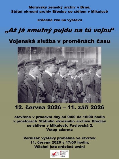 Plakát události Až já smutný pujdu na tú vojnu Vojenská služba v proměnách času