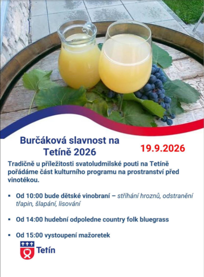 Plakát události Burčáková slavnost na Tetíně 2026