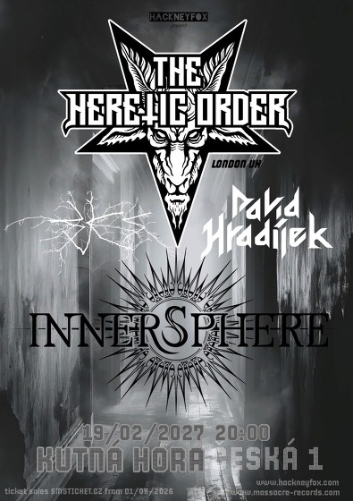 Plakát události The Heretic Order (UK) & Innersphere & David Hradílek Band & Bjes