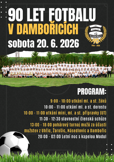 Plakát události 90 LET FOTBALU v Dambořicích