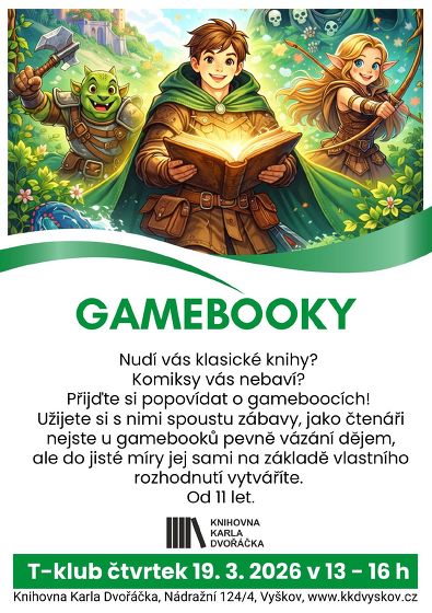 Plakát události Gamebooky, březen 2026