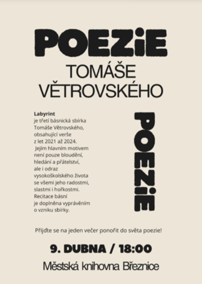 Plakát události Poezie Tomáše Větrovského