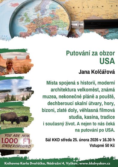 Plakát události Putování za obzor: Road trip po USA, Jana Kolčářová