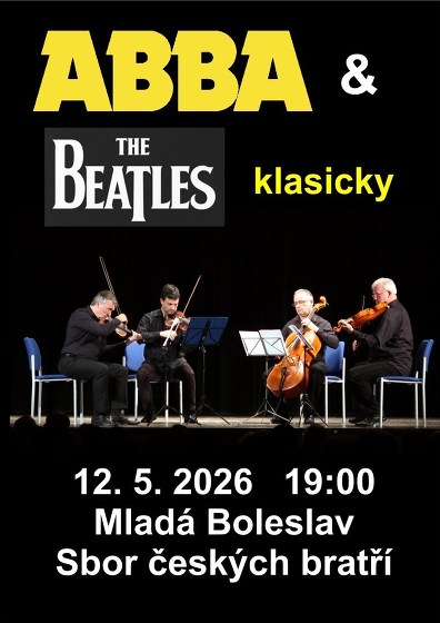 Plakát události ABBA a Beatles klasicky