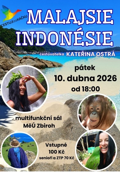 Plakát události Cestopisná beseda Malajsie a Indonésie (Cestuji za Kačku)