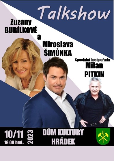 Plakát události Talkshow Zuzany Bubílkové a Miroslava Šimůnka